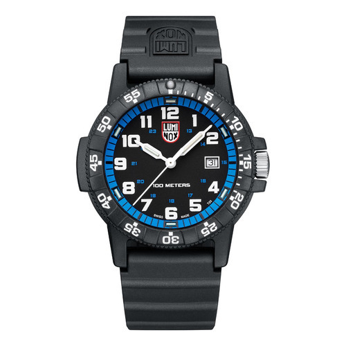 Reloj Luminox Tactico Leatherback Sea 324 Suizo Sumergible Color de la malla Negro Color del fondo Azul