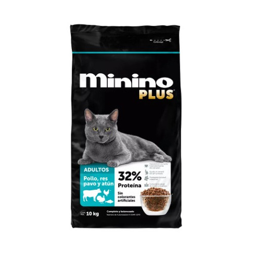 Alimento seco Minino Plus para gato adulto bolsa de 10kg