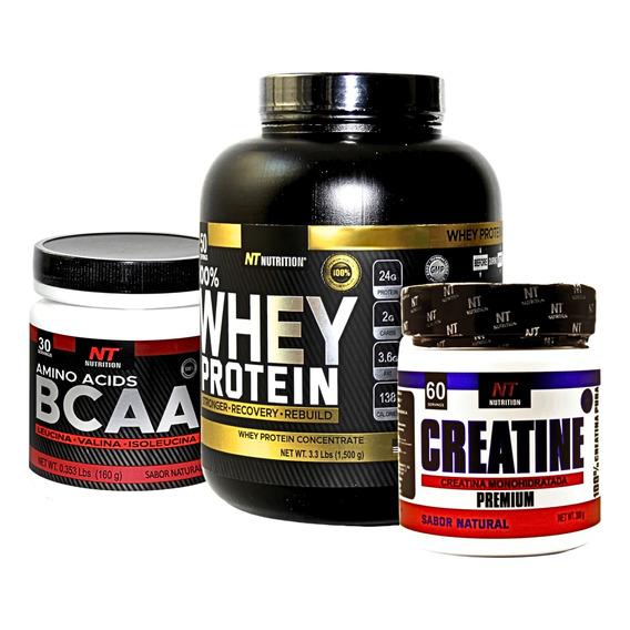 Pack Zero Carbs Proteína Whey Creatina Y Bcaa Aminoacidos Nt