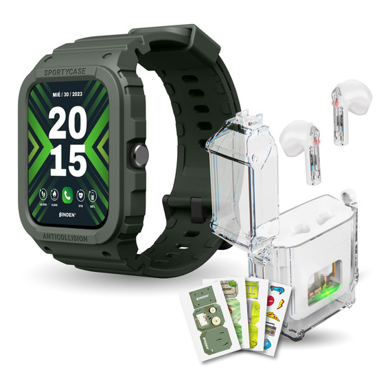 Smartwatch Binden Xtream Reloj Inteligente con Correa Recibe Llamadas Notificaciones Salud Audifonos Gamer Inalambricos