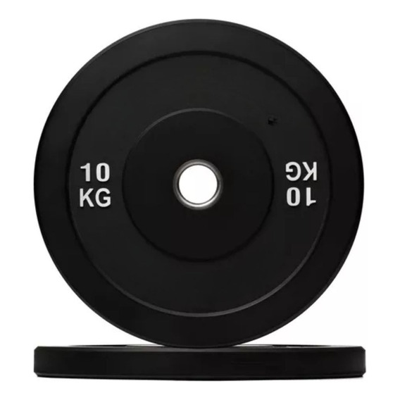 Disco Plate 10 Kg De Peso Para Barra Olímpico Bumper Caucho Color Negro