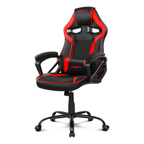 Silla de escritorio Drift DR50 gamer ergonómica  negra y roja con tapizado de cuero sintético