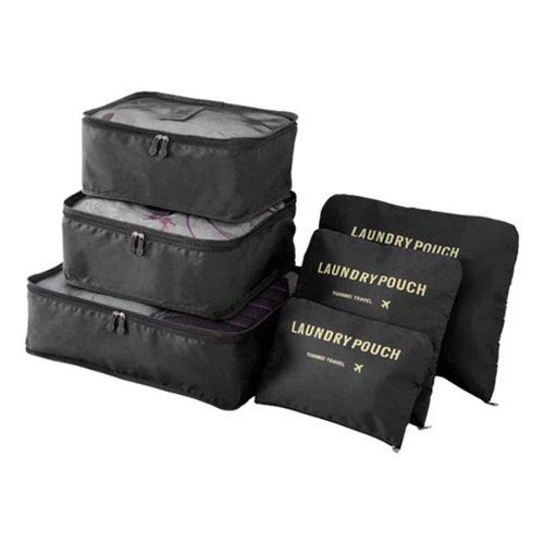 Organizador De Valija Set 6 Piezas Neceser Viaje Avion Color Negro