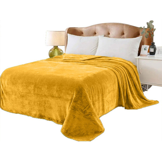 Cobertor Ligero Liso Matrimonial Hotelero Suave Y Calientito Color Amarillo