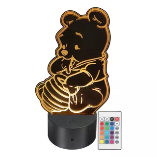 Lámpara Led Decorativa Winnie Pooh Rgb Personalizada