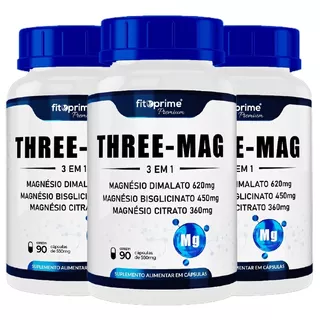 Three Mag, Tri Magnésio, Blend De Magnésio - 3 Potes