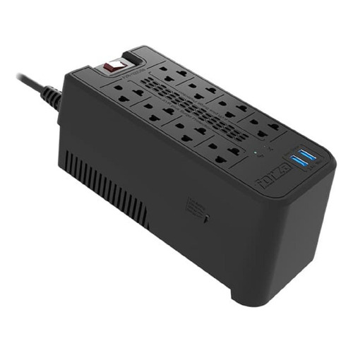 Forza Fvr-1222usb Estabilizador regulador de voltaje 1200va 600w 8 Tomas universales 2 Usb Color Negro