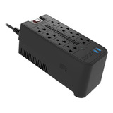 Forza Fvr-1222usb Estabilizador Regulador De Voltaje 1200va 600w 8 Tomas Universales 2 Usb Color Negro