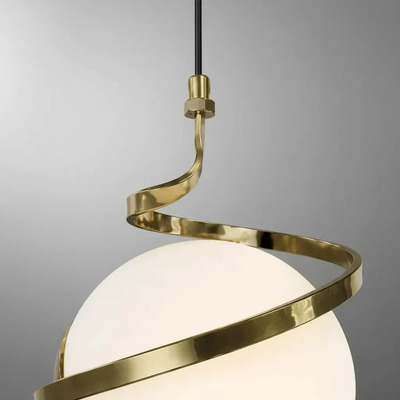  Colgante 3 Luces Helix Dorado Globo Opal Apto Led E27 Ld Dorado