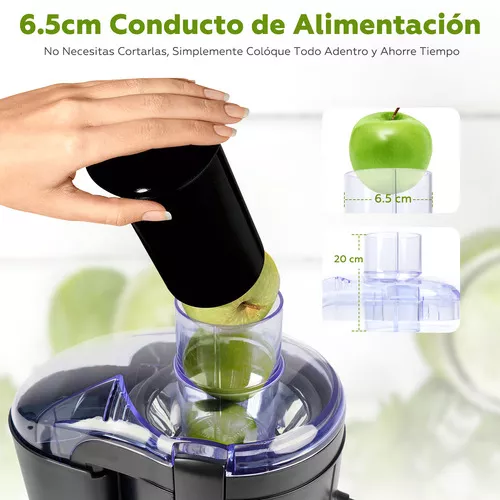 Extractor de jugos y verduras con modos de 2 velocidades, máquina  exprimidora de prensa en frío, motor silencioso y función de marcha atrás