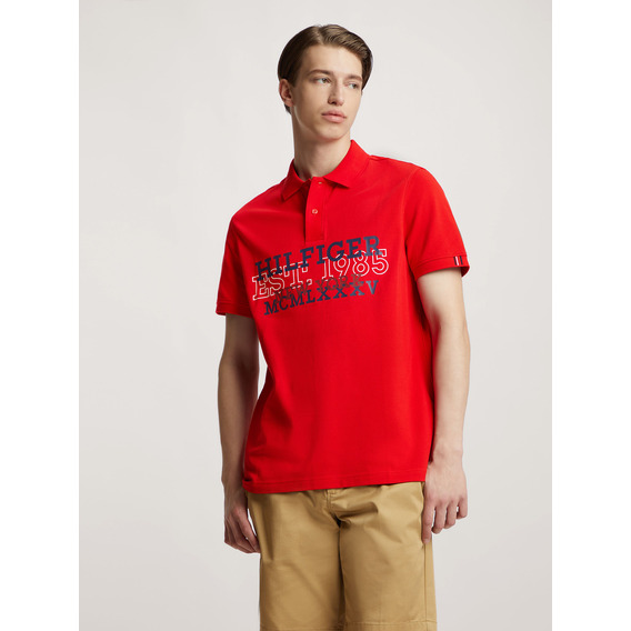 Polo Regular Fit Monotype Logo Rojo Tommy Hilfiger