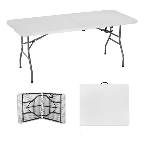 Raitot DS-CZ152 mesa de exterior de plástico y metal color blanco 180cm x 74cm x 70cm