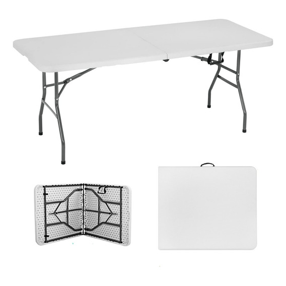 Raitot DS-CZ152 mesa de exterior de plástico y metal color blanco 180cm x 74cm x 70cm