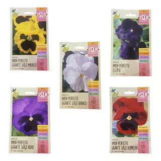 Kit 5 Amor Perfeito Flor Amarelo Vermelho Roxo Branco Preto