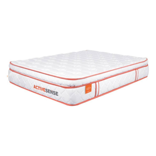 Colchón Con Pillow King Active Sense 200x200 Romance Relax Color Blanco/Naranja