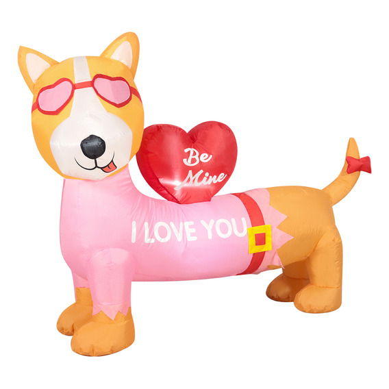 Decoración Inflable Del Día De San Valentín Perro Rosa Led