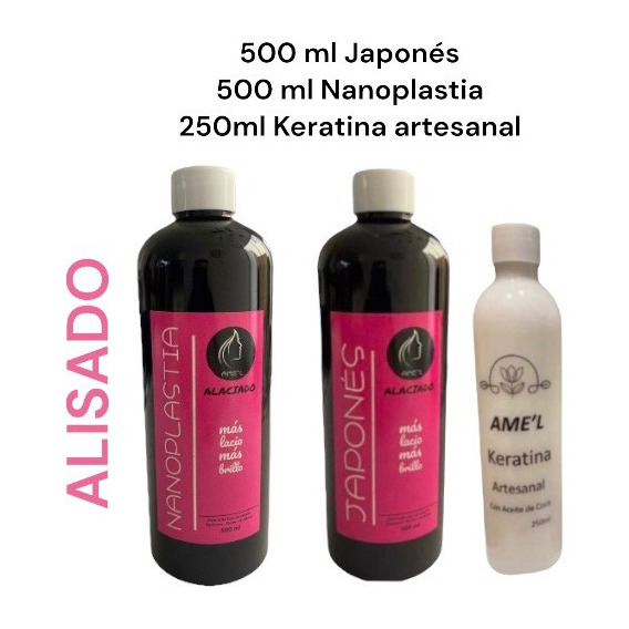 Alisado Japonés Y Nanoplastia 500 Ml C/u +keratina Artesanal