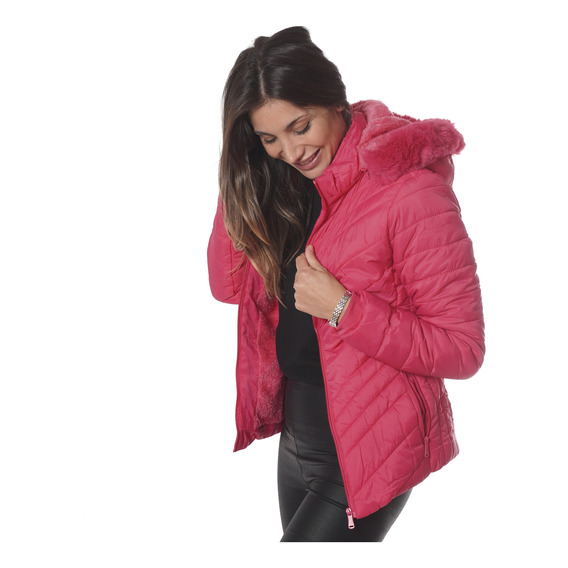 Campera Mujer Inflable Impermeable Con Piel M46