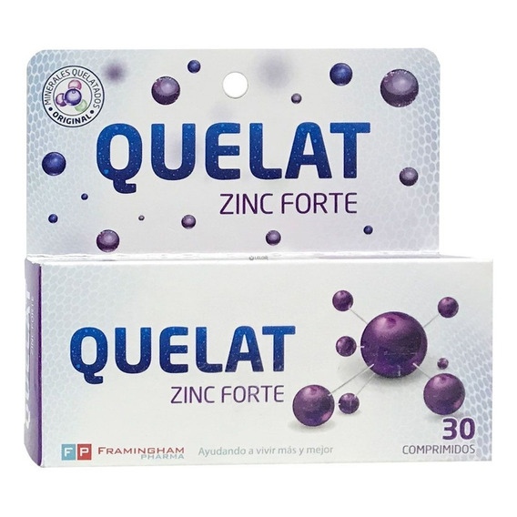 Quelat Zinc Forte Minerales Aminoquelados Suplemento 30 Comp