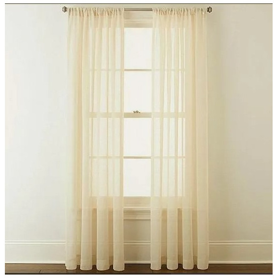 Cortinas Traslúcidas Tergal Larga 2.10 X 2.60 Ancho Color Beige Tirantes