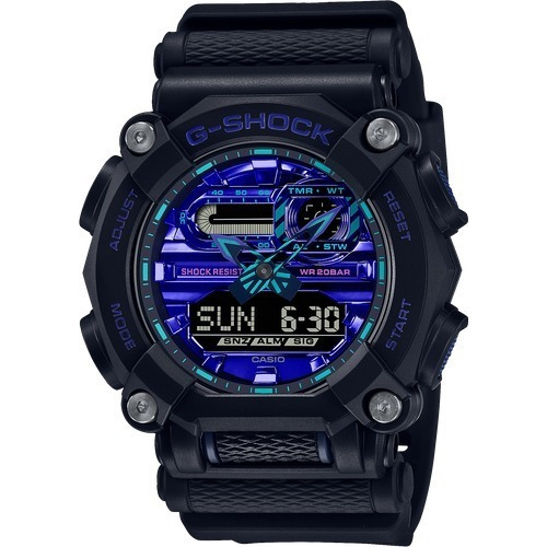 Reloj Casio G-shock Youth Blk/purple Original Hombre E-watch Color de la correa Negro Color del bisel Negro Color del fondo Azul/Morado
