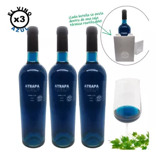 Vino Azul Atrapa Cielo 3 Botellas 750ml Con 3 Cajas Térmicas