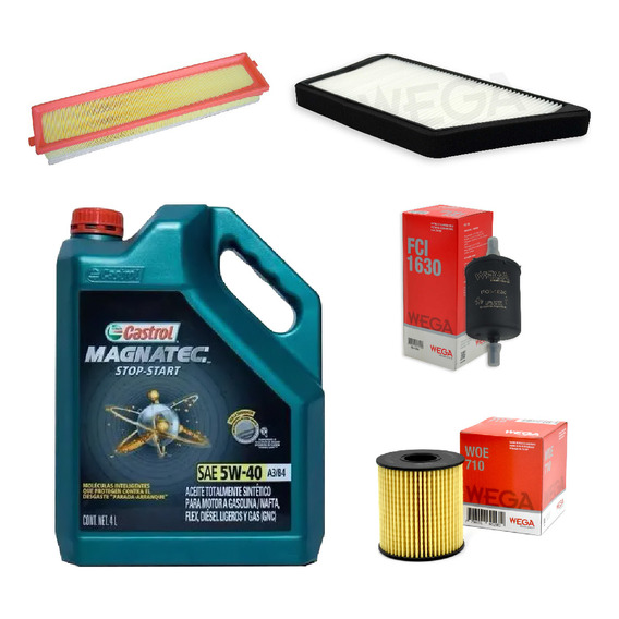 Kit 4 Filtros + 4l Aceite Castrol 5w40 Peugeot 207 1.6