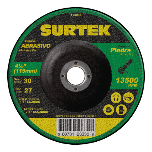 Disco Corte Piedra 4-1/2 T27 Surtek 123330 Promo