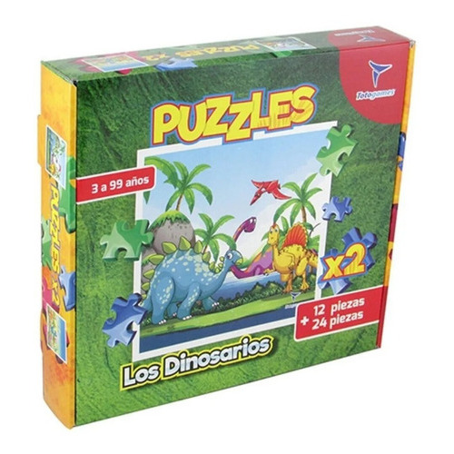Puzzle Dinosaurios 12 - 24 P Toto Games Colores En Fuga Kids