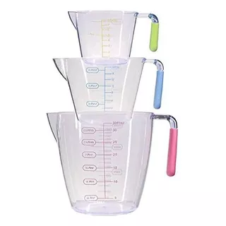 Aleissi 700143-ml Juego De 3 Jarritas Medidoras Para Cocina Uso Rudo Color Transparente