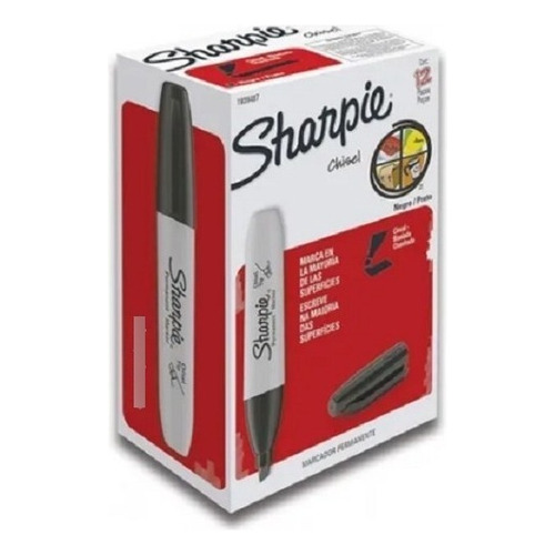 Marcadores Sharpie Punta Gruesa Cincel Chisel Negro Con 12