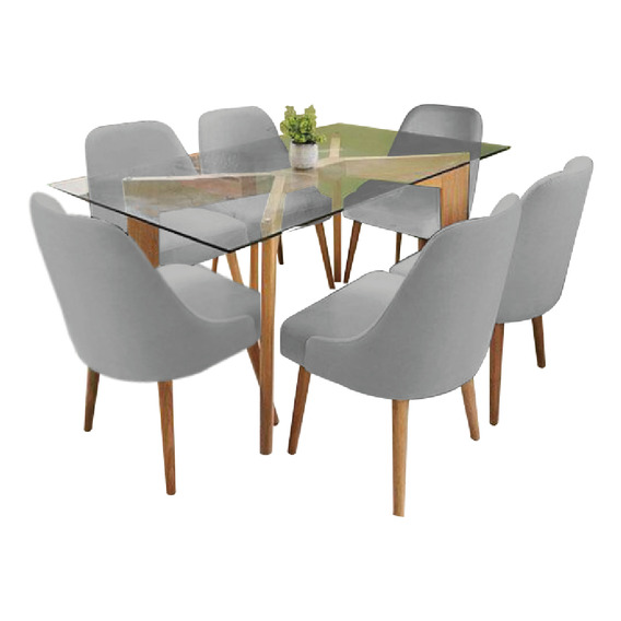 Juego De Comedor 6 Sillas Jacy Gris