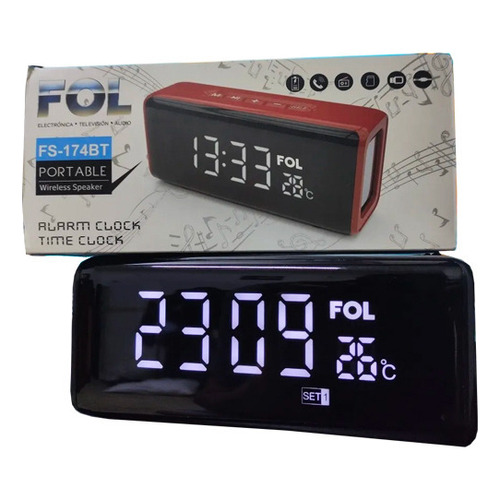 Despertador Bluetooth Portail Fol Fs-174bt Color Rojo Talla NA