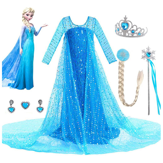 Vestido De Princesa Elsa Para Niñas, Vestidos De Frozen De Fiesta Disfraz, Disfraces Para Halloween, Carnaval, Fiesta De Nieve, Cumpleaños, Cosplay