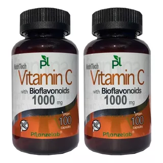 2x Vitamin-c 1000 Con 100 Mg Bioflavonoides 100 Caps Veganas