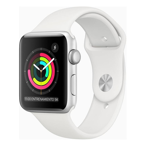 Apple Watch  Series 3 (GPS) - Caja de aluminio plateado de 42 mm - Correa deportiva blanco