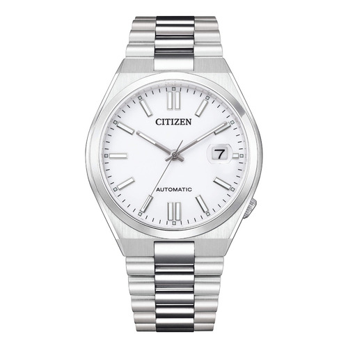 Reloj Citizen Tsuyosa NJ0150-81a, correa automática blanca, color plateado