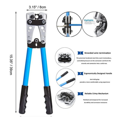 Pinza De Prensado De Terminales Hexagonal Calibre 0 A 10