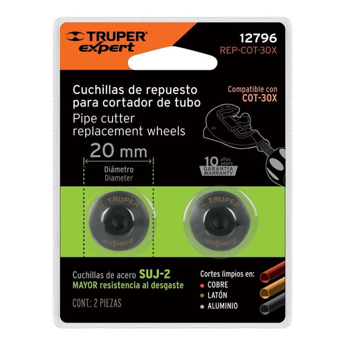 Blíster Con 2 Cuchillas Para Cortador De Tubo Cot-30x