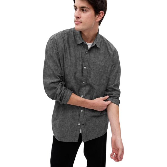 Camisa Hombre Gap Denim Gris