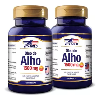 Óleo De Alho 1500mg Vitgold Kit 2x 100 Cápsulas Sabor Sem Sabor