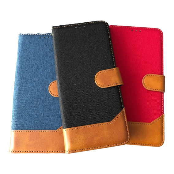 Para Samsung S9+ - Funda Billetera Cuero Y Tela - Colores