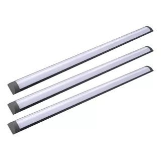 3 Luminária De Teto Linear Led 36w 120cm Bivolt Econômica Cor Preto