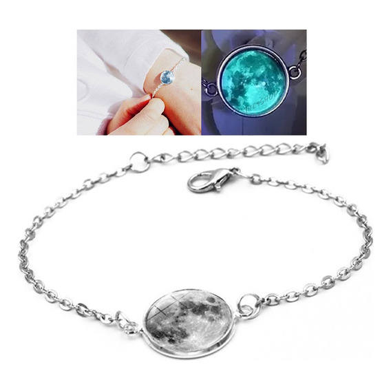 Pulsera Luna Llena Brilla Oscuridad Moda Brillante Envió 3d