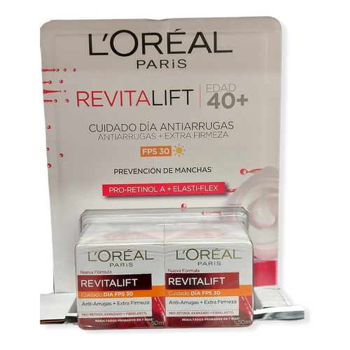 2 Pack Crema Antiarrugas Revitalift Fps 30 Loreal Paris 40+ Tipo De Piel 40