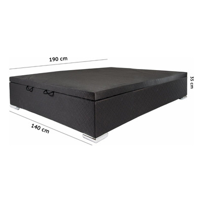 Cama Box Baúl 2 Plazas Sommier 140x190 Color Negro