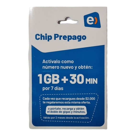 Chip Prepago Entel Pack 100 Unidades Incluye 1gb +30 Min