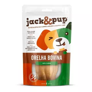 Petisco Snack Jack E Pup Orelha Bovina 100% Carne 1un