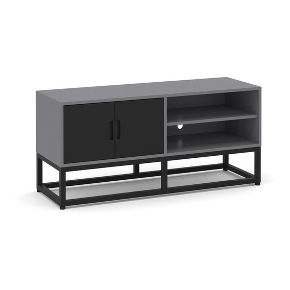 Mueble Para Tv Moderno The Shop, 2 Puertas Y Entrepaños Color Gris oscuro