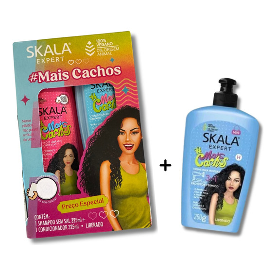 Skala Mais Cachos Kit Shampoo Y Acondicionador + Mascarilla